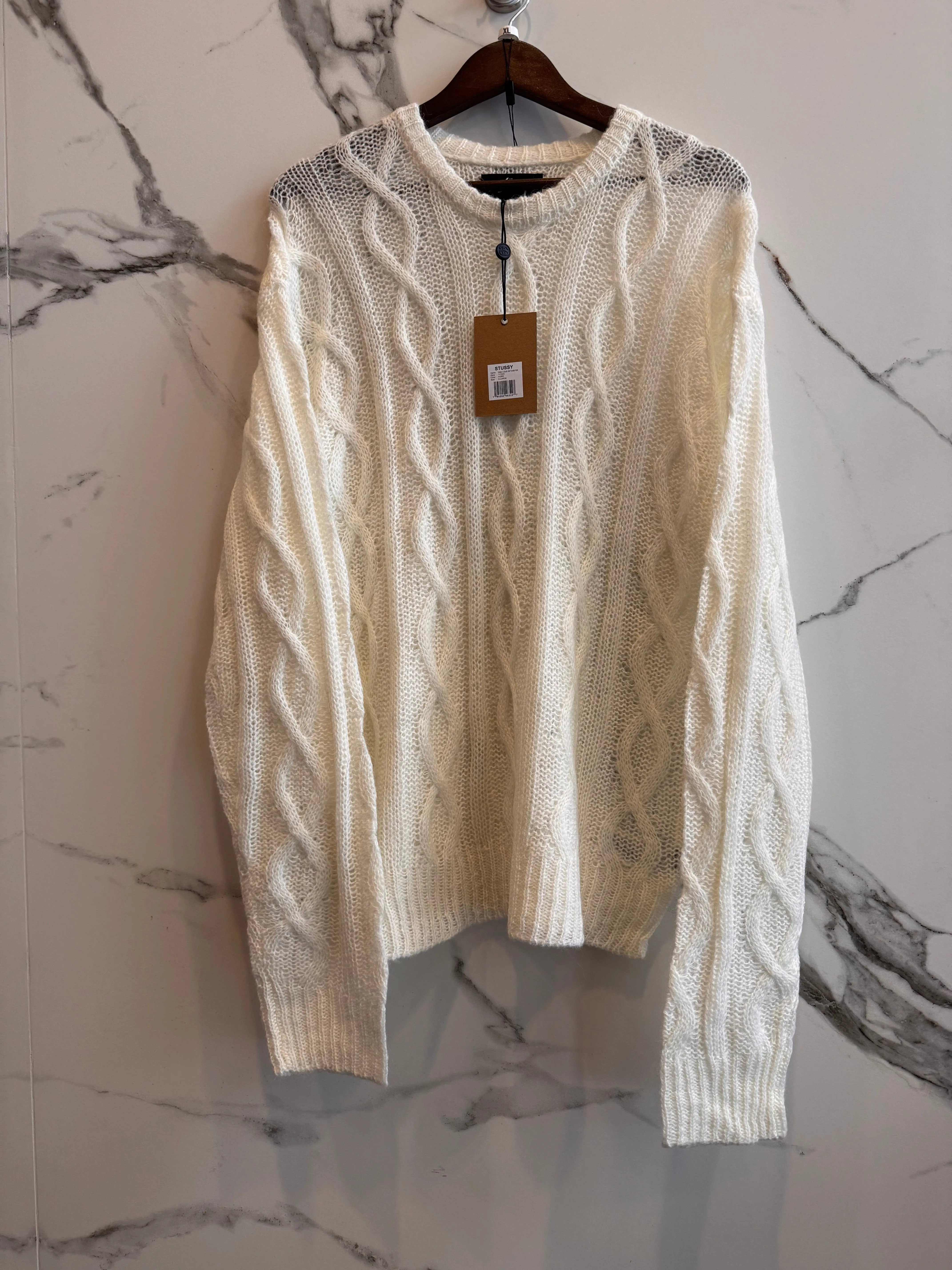 Stussy Ivory Cable Knit Sweater