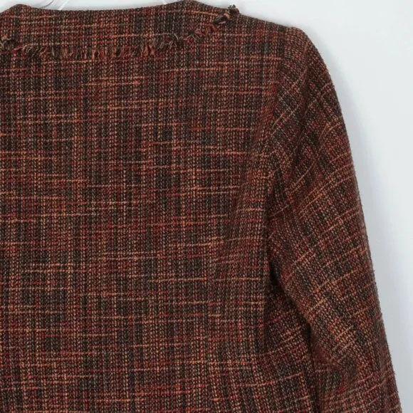 Sundance Fringe Tweed Wool Blend Orange Blazer Jacket Womens Size 6