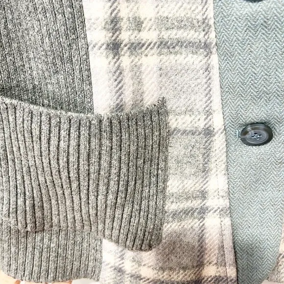 SUNDANCE Mixed Media Blue Plaid Blazer Jacket Gray Blue Wool 6P 6 Petite Wool