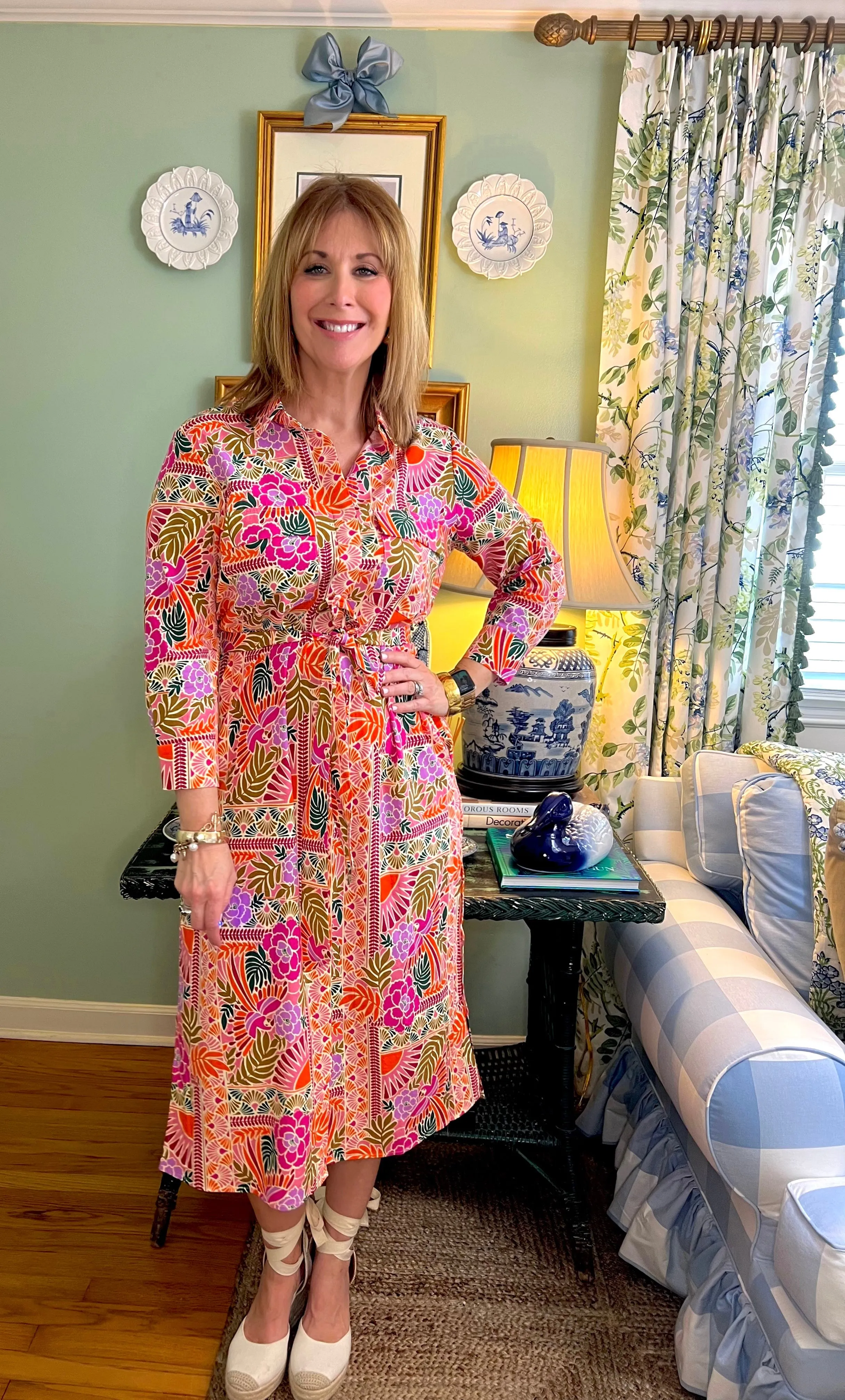 Sunset Scarf Print Shirt Dress