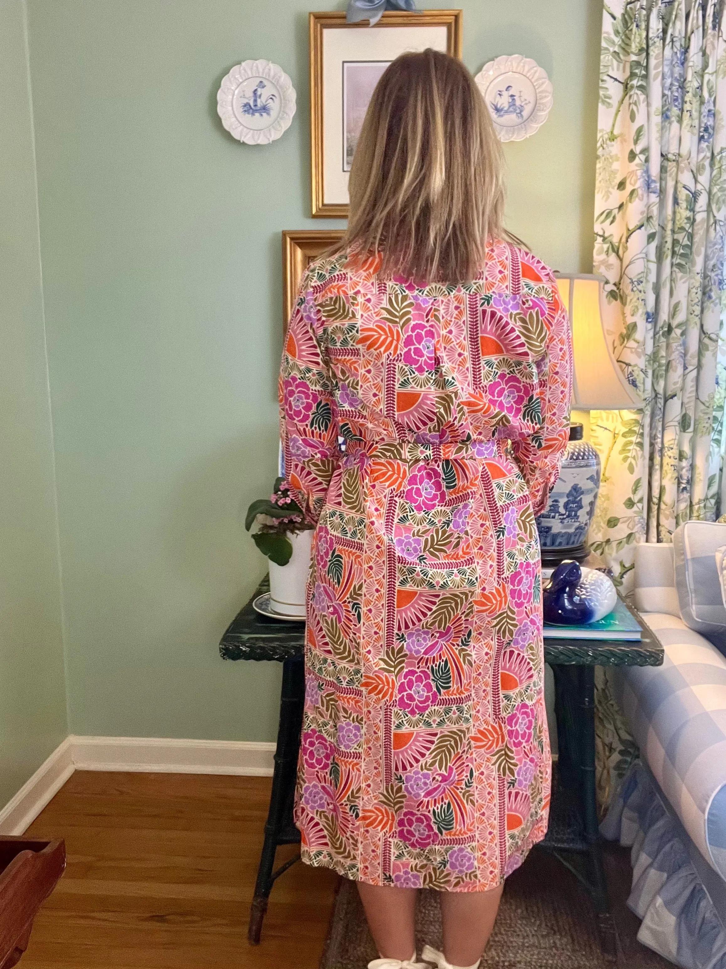 Sunset Scarf Print Shirt Dress