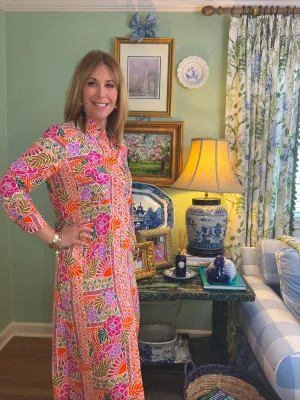 Sunset Scarf Print Shirt Dress