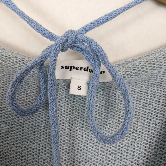 Superdown Blue Suzie Light Knit Sweater Hoodie