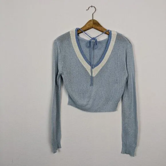 Superdown Blue Suzie Light Knit Sweater Hoodie