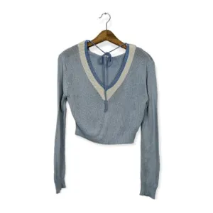 Superdown Blue Suzie Light Knit Sweater Hoodie