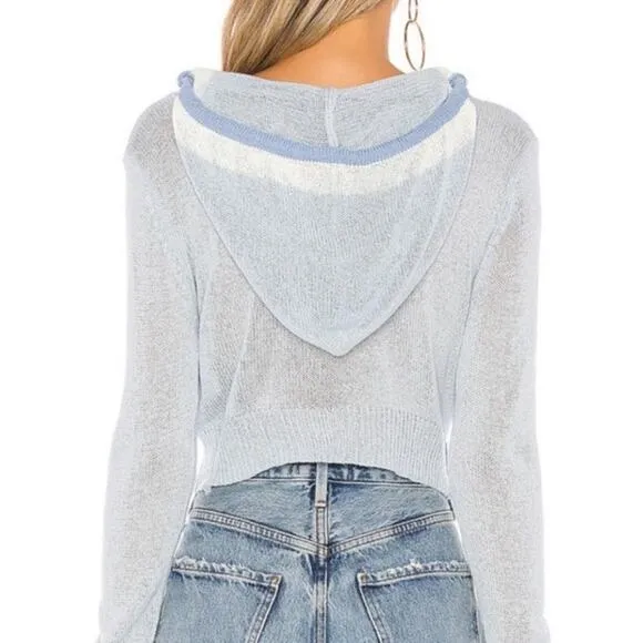 Superdown Blue Suzie Light Knit Sweater Hoodie
