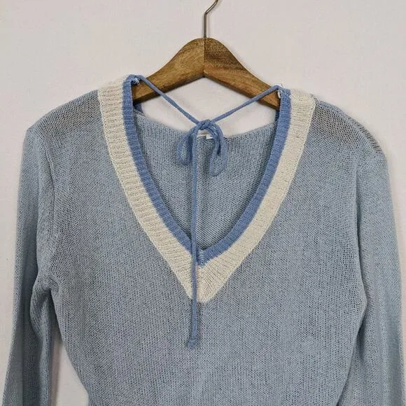 Superdown Blue Suzie Light Knit Sweater Hoodie