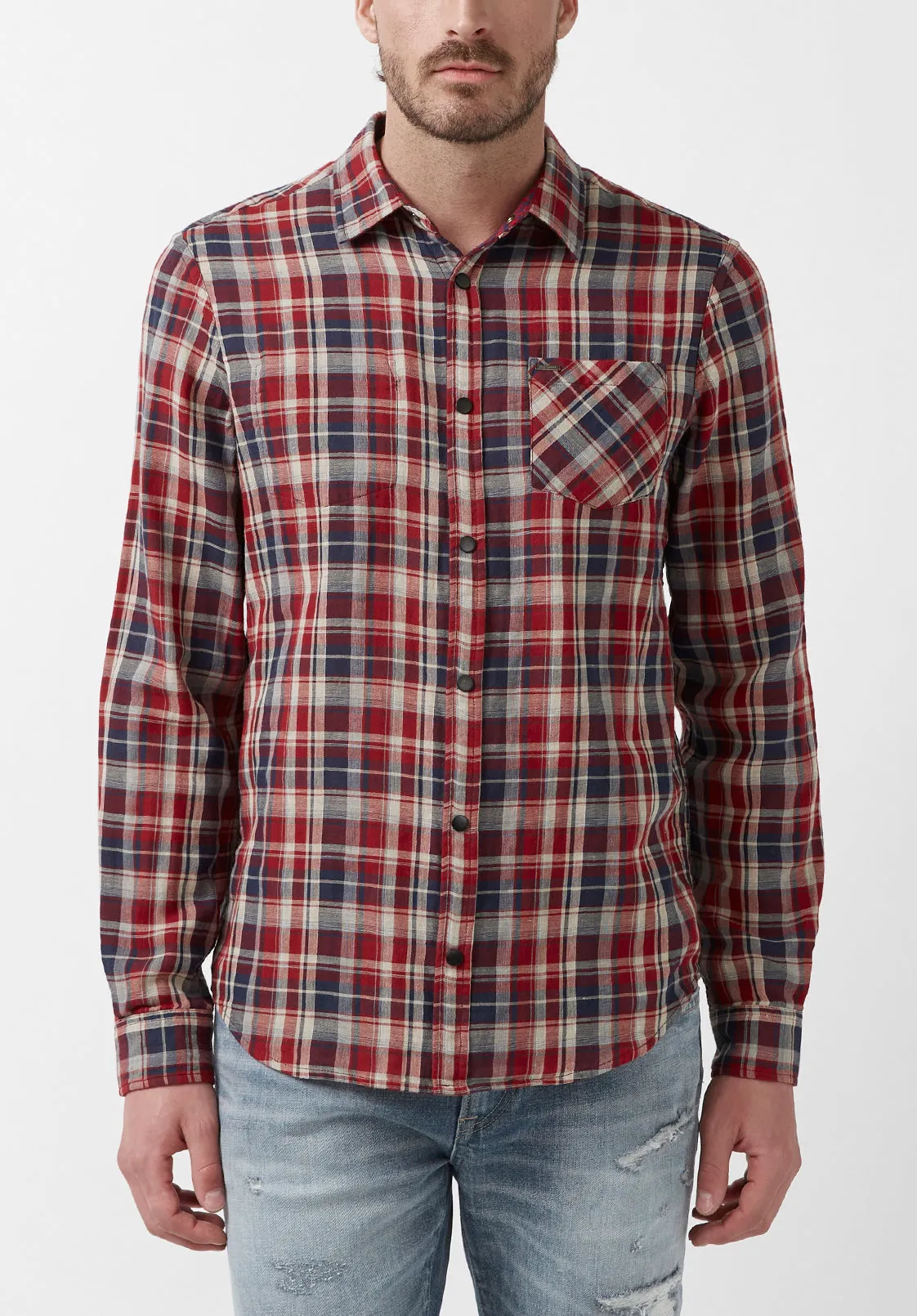 Surza Men’s Long-Sleeve Reversible Shirt Dark Red - BM24056