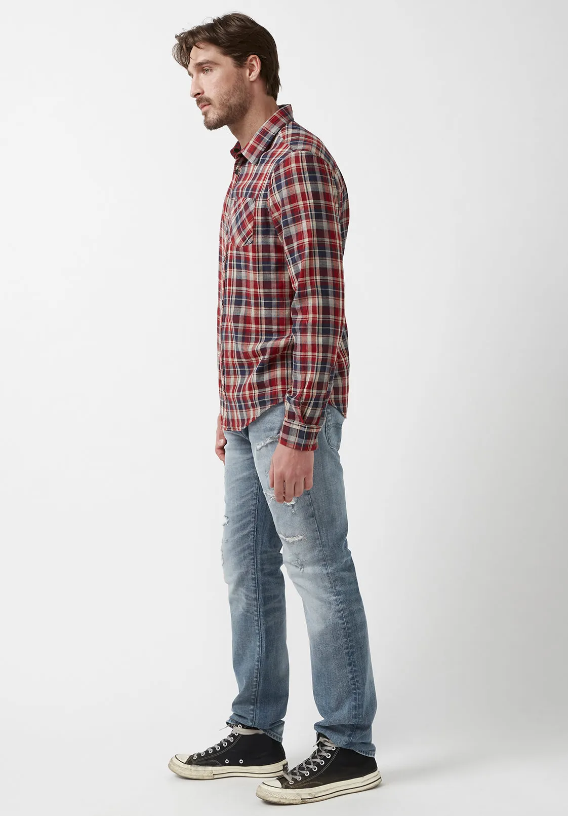 Surza Men’s Long-Sleeve Reversible Shirt Dark Red - BM24056