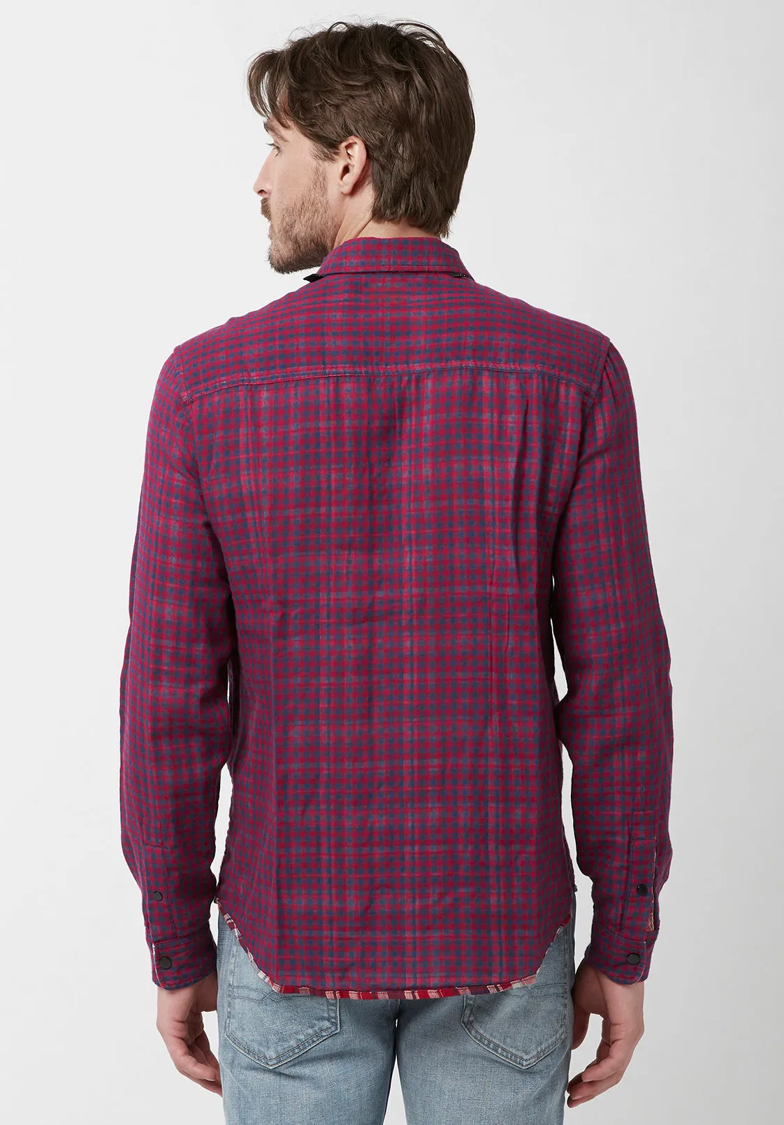 Surza Men’s Long-Sleeve Reversible Shirt Dark Red - BM24056
