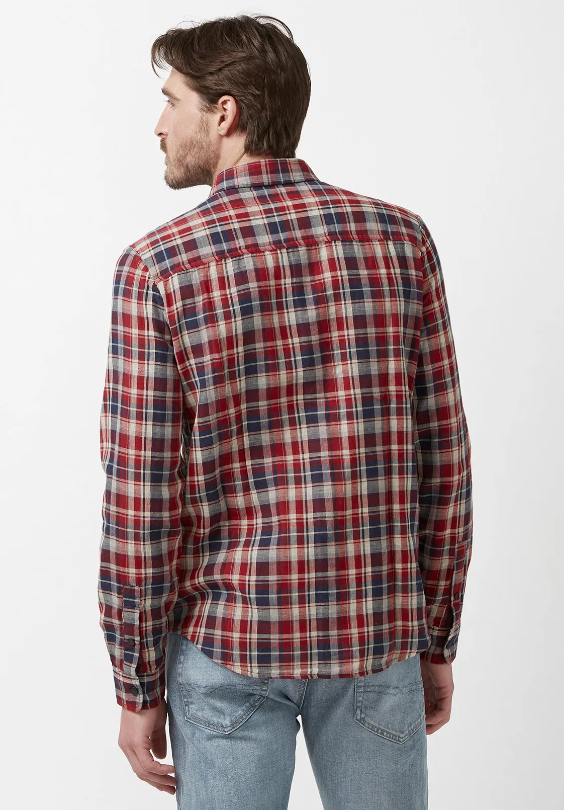Surza Men’s Long-Sleeve Reversible Shirt Dark Red - BM24056
