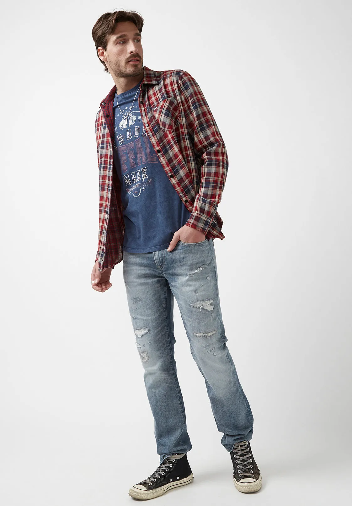 Surza Men’s Long-Sleeve Reversible Shirt Dark Red - BM24056
