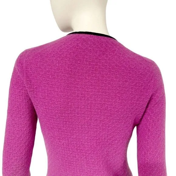 Sutton Studio 100% Cashmere Velvet Trimmed Orchid Cardigan Sweater Womens Size S