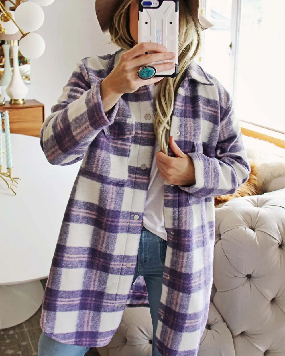Sweet Lilac Plaid Shacket