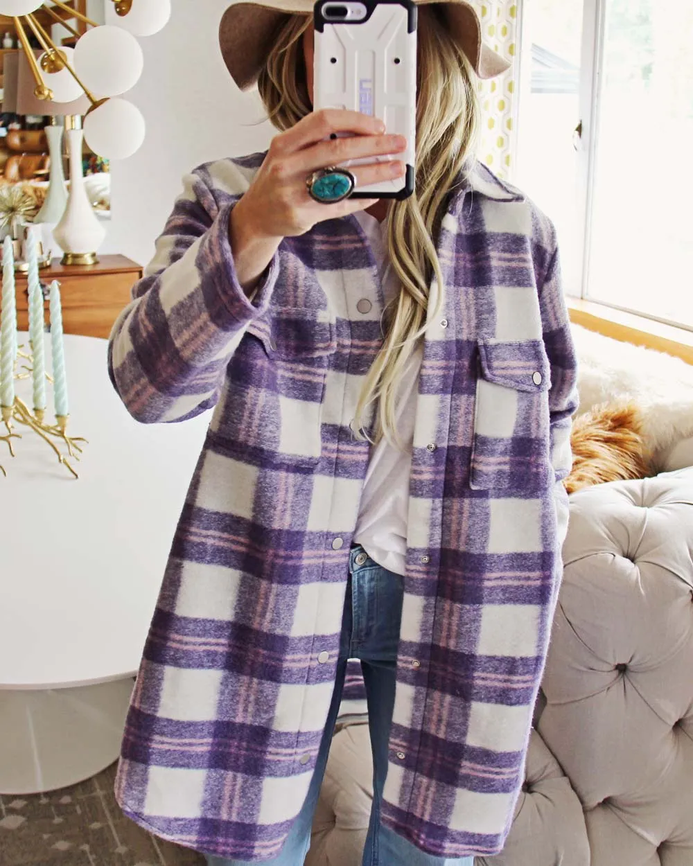 Sweet Lilac Plaid Shacket