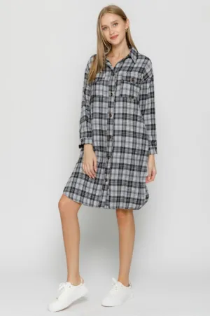 T175 LONG PLAID SHIRT