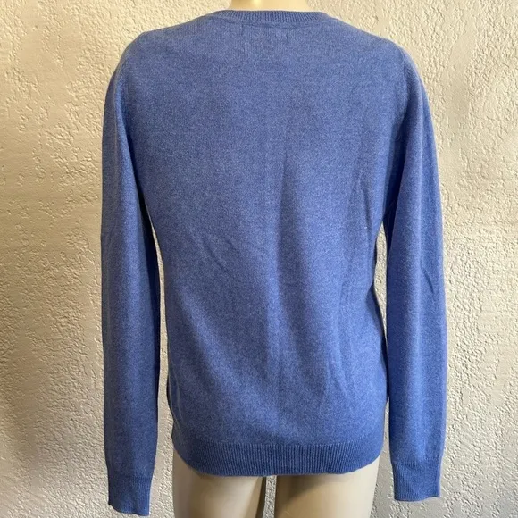 TAHARI 100% 2 ply cashmere blue sweater MED