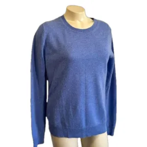 TAHARI 100% 2 ply cashmere blue sweater MED