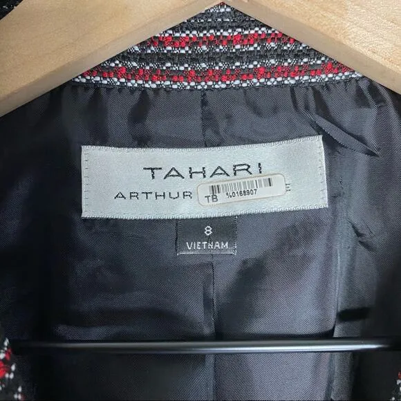 Tahari Arthur S Levine Tweed Striped Blazer Jacket