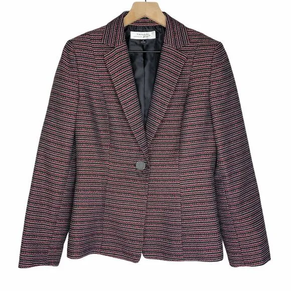 Tahari Arthur S Levine Tweed Striped Blazer Jacket