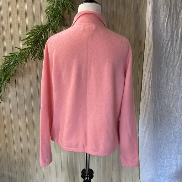 Talbots 100% Cashmere Polo Collar Pullover Sweater, NWOT, Large, Sunrise Pink