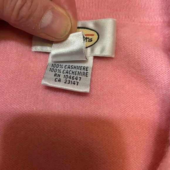 Talbots 100% Cashmere Polo Collar Pullover Sweater, NWOT, Large, Sunrise Pink