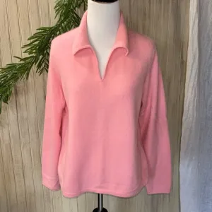 Talbots 100% Cashmere Polo Collar Pullover Sweater, NWOT, Large, Sunrise Pink