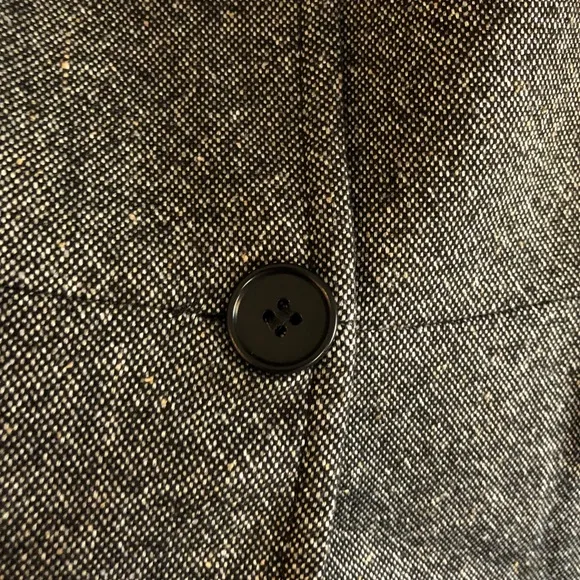 Talbots Black and White Wool and Silk Blend Tweed Blazer