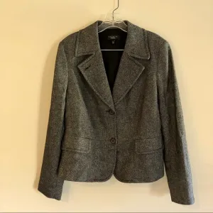 Talbots Black and White Wool and Silk Blend Tweed Blazer