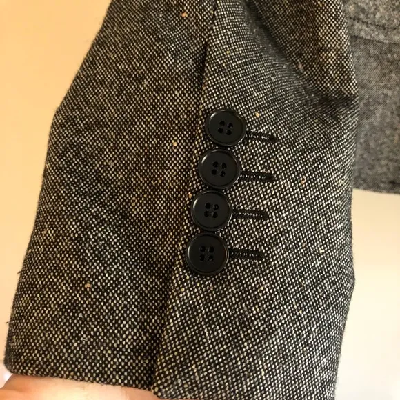 Talbots Black and White Wool and Silk Blend Tweed Blazer