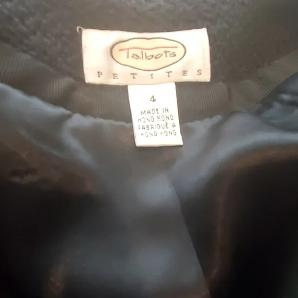 Talbots black wool textured knit blazer jacket 4P