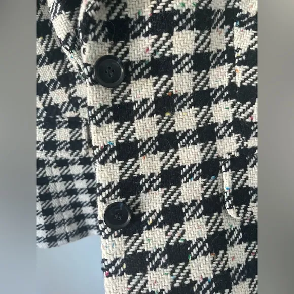 Talbots Blazer Jacket Wool Blend Houndstooth Lined Black White Size 10 NEW