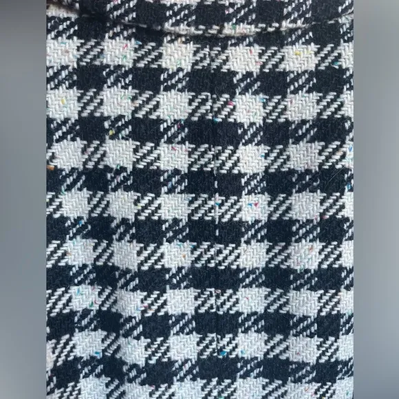 Talbots Blazer Jacket Wool Blend Houndstooth Lined Black White Size 10 NEW
