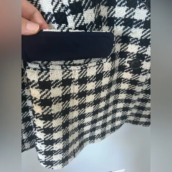 Talbots Blazer Jacket Wool Blend Houndstooth Lined Black White Size 10 NEW