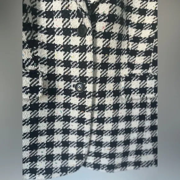 Talbots Blazer Jacket Wool Blend Houndstooth Lined Black White Size 10 NEW
