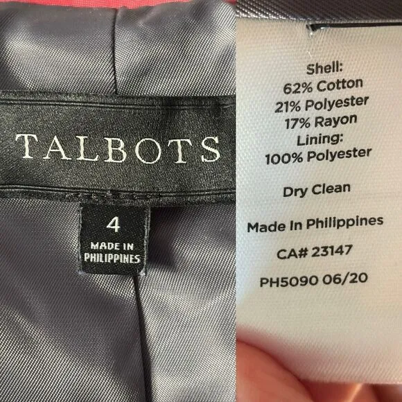 Talbots Bradwell Tweed Houndstooth Blazer Size 4 Double Breasted Academia