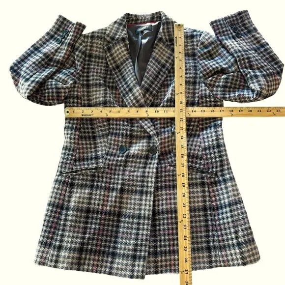 Talbots Bradwell Tweed Houndstooth Blazer Size 4 Double Breasted Academia