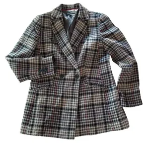 Talbots Bradwell Tweed Houndstooth Blazer Size 4 Double Breasted Academia