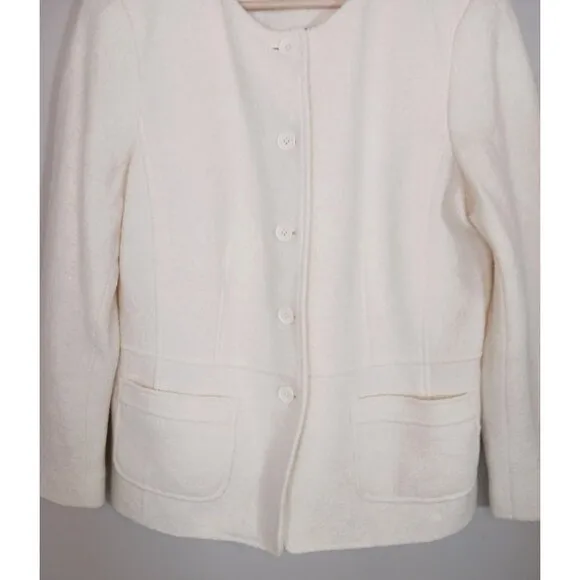 Talbots Classic Career Academia Wool Blend Button Cream Women's Blazer Size 14P