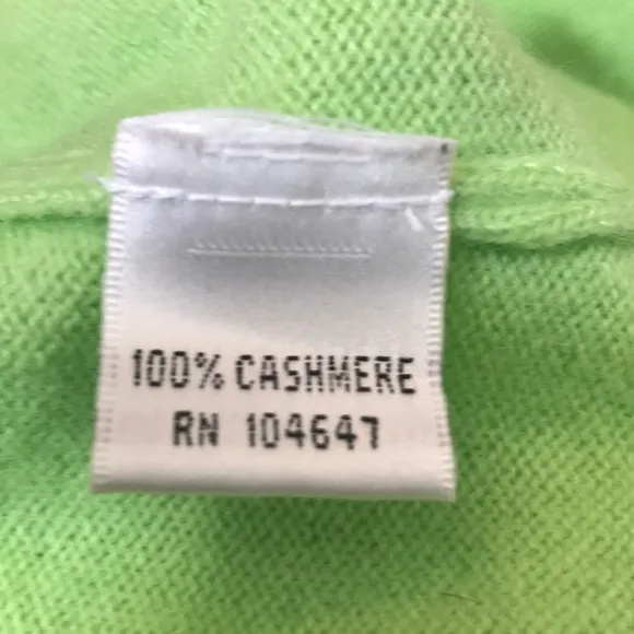Talbots Lime Green Cashmere V-Neck Sweater Size LP