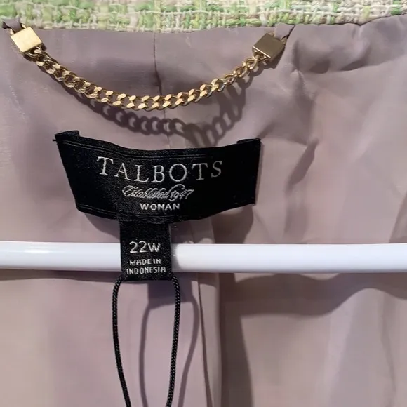 Talbots Lime Green Tweed Blazer 22W