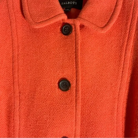 Talbots Orange Classic 4-Button Long Sleeve Blazer Pockets Back Waist Band Sz 4