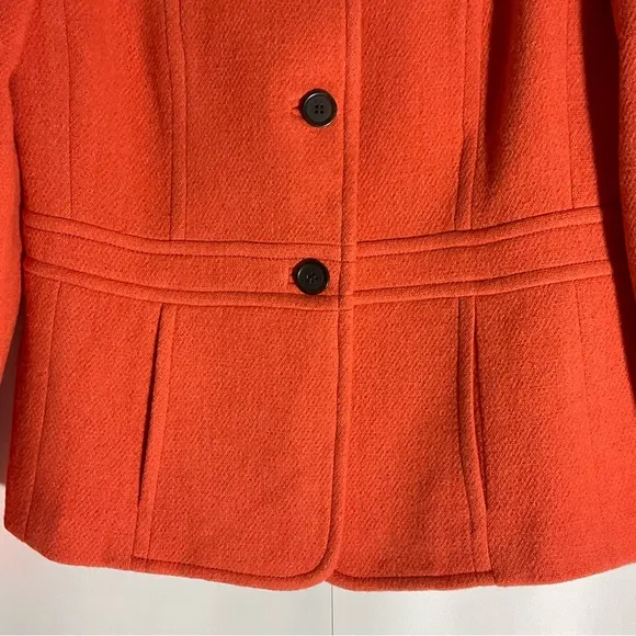 Talbots Orange Classic 4-Button Long Sleeve Blazer Pockets Back Waist Band Sz 4