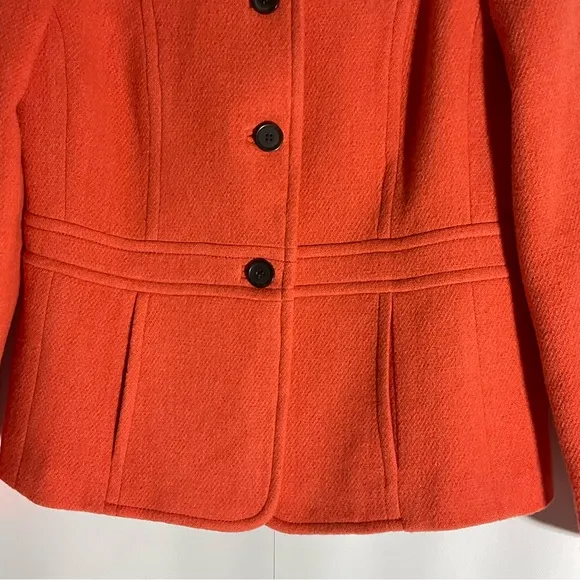 Talbots Orange Classic 4-Button Long Sleeve Blazer Pockets Back Waist Band Sz 4