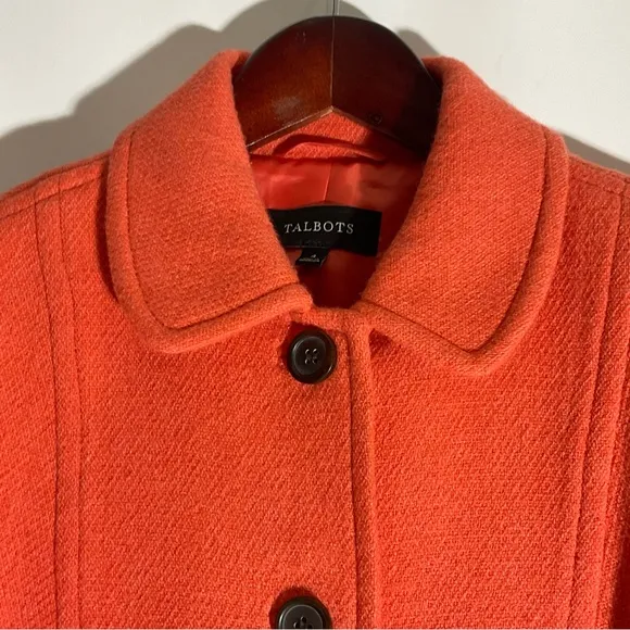 Talbots Orange Classic 4-Button Long Sleeve Blazer Pockets Back Waist Band Sz 4