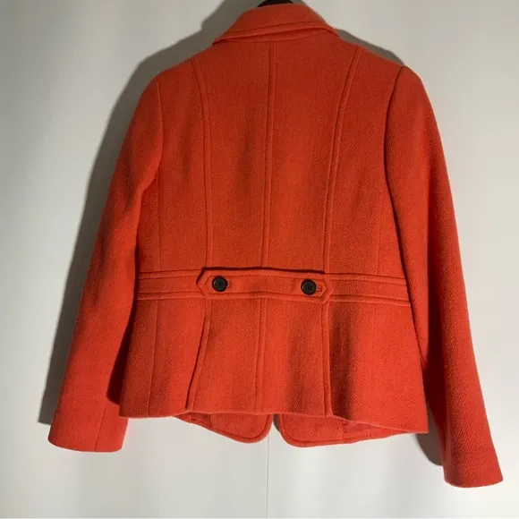 Talbots Orange Classic 4-Button Long Sleeve Blazer Pockets Back Waist Band Sz 4
