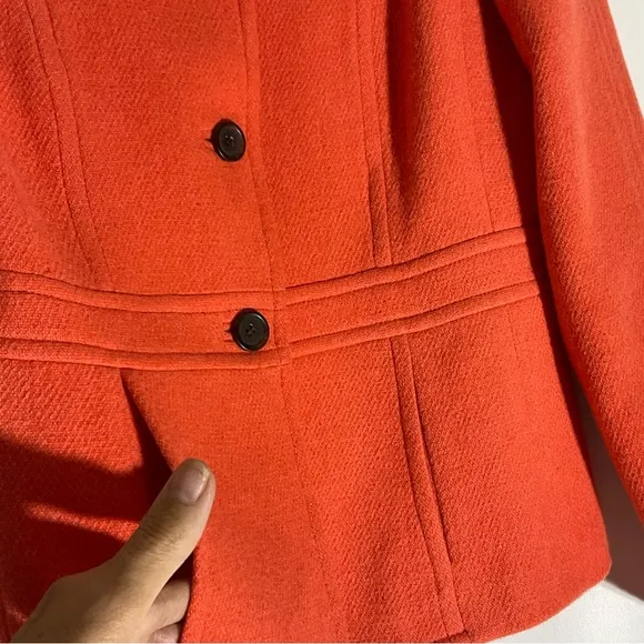 Talbots Orange Classic 4-Button Long Sleeve Blazer Pockets Back Waist Band Sz 4