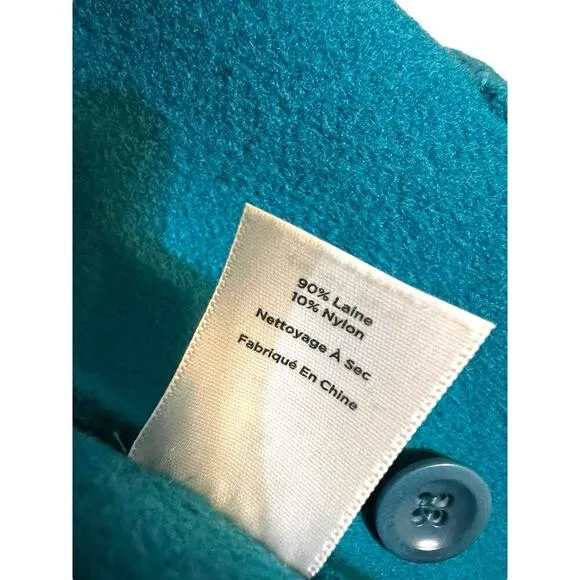 Talbots Petites Luxurious Peacock Teal Blue Fleeced Wool Blazer Jacket Size 2P