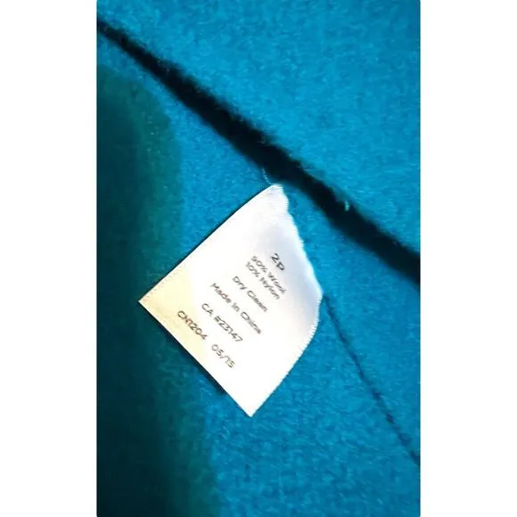 Talbots Petites Luxurious Peacock Teal Blue Fleeced Wool Blazer Jacket Size 2P