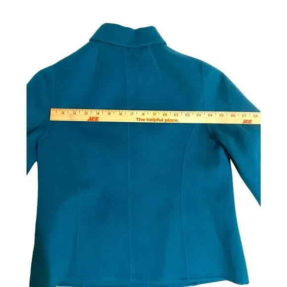 Talbots Petites Luxurious Peacock Teal Blue Fleeced Wool Blazer Jacket Size 2P